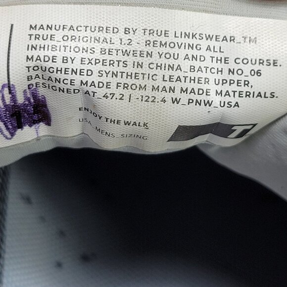 True Linkswear Original 1.2 Mens 15 Golf Shoes White Black Gray Athletic Leather - Picture 11 of 13